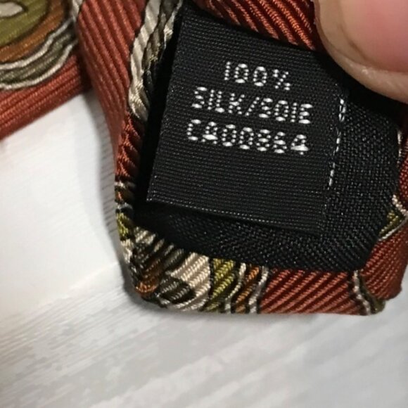 Harry Rosen 100% Silk Mens Paisley Tie Orange & Green Made In Canada - Picture 4 of 5